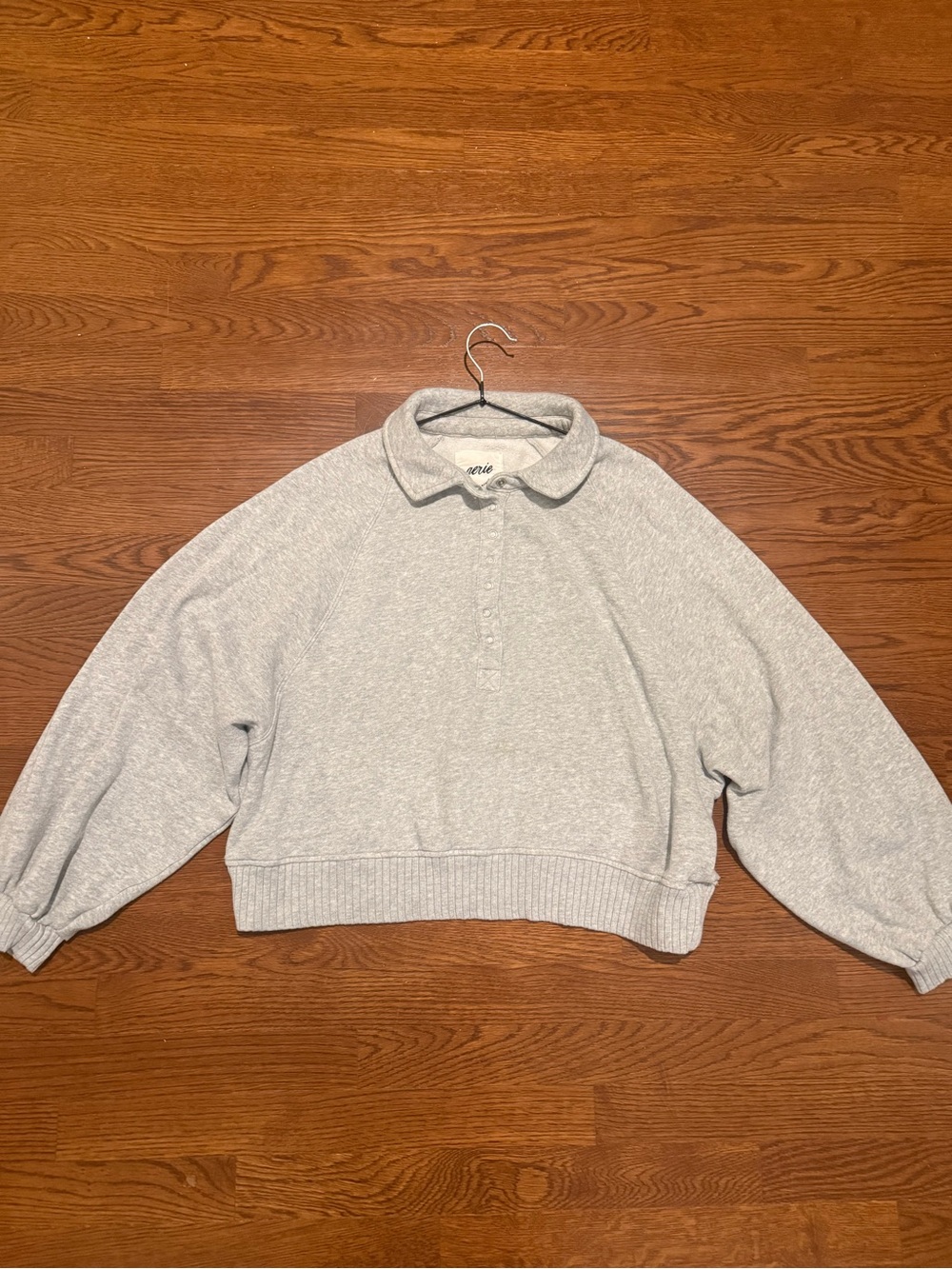 aerie Heather Gray Collared Pullover Sweatshirt